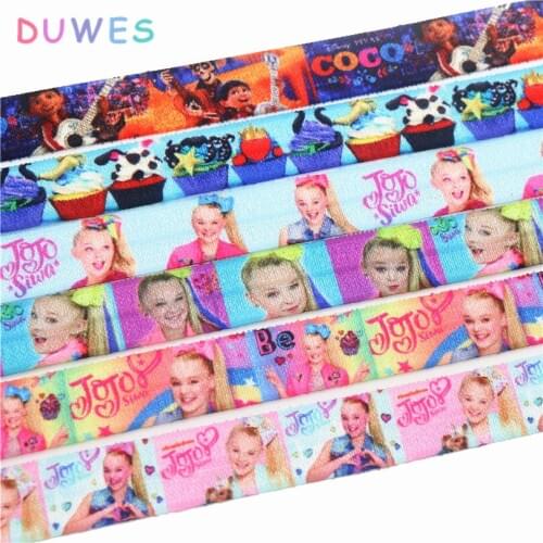 DUWES 5/8'' Free shipping movie cupcake printed Fold Elastic FOE headband headwear hairband DIY decoration OEM D709