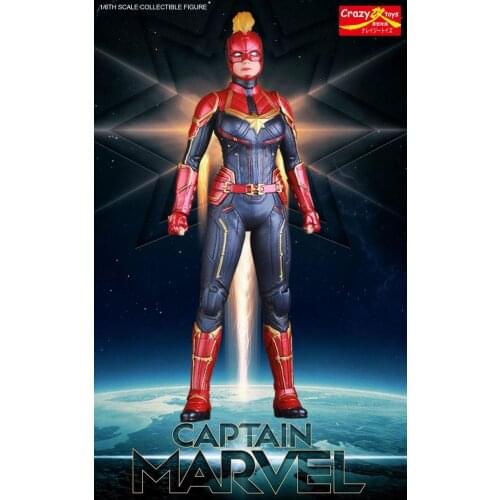 28cm Crazy Toys Marvel Avengers Super Hero Captain Marvel Statue PVC Action Figure Collectible Model Toy