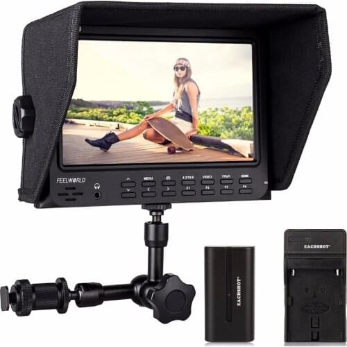 Feelworld FW-709 7 Inches IPS HD screen Camera Monitor 1024x600 Support GH4,A7RII,7D,D800,C100,C300,FS7 Camera+Magic Arm+Battery