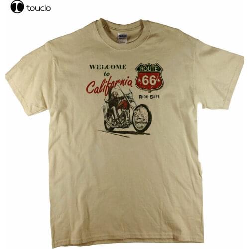 MenS California Route 66 Americana Classic Motorcycle Oldskool Chopper Bobber T-Shirt Retro Ideal Gift Free Tee Shirt