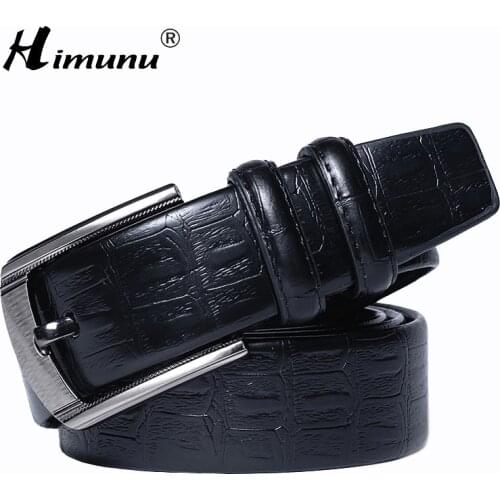 [HIMUNU] Designer belt Luxury Alligator Grain Belt man Pin Buckle Leather Belts For men