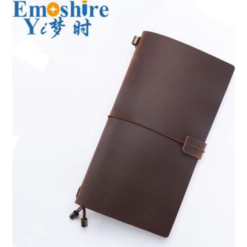 Leather Notebook Top Layer Cowhide Retro Travel Notebook Manual Loose-leaf Notebook Customization for Business Gift Notepad N142