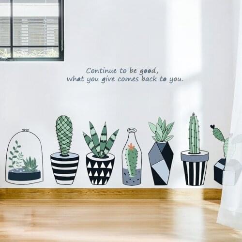 Creative Potted Wall Stickers Teen Aesthetic Posters Home Living Room Decoration Nordic Green Plants Wall Decals