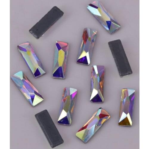 Leed Free AAA 3x7mm Cosmic Baguette Crystal AB Hotfix Crystals / Flat Back Iron On Rhinestones