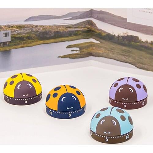 Mini Ladybug Kitchen Timer Reminder Alarm Clock, 60 Minutes Mechanical Kitchen Baking Time Timers Students Study Time Manger
