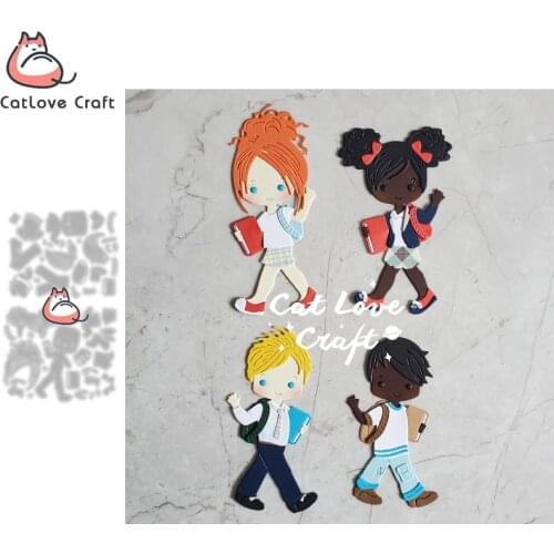 Boy Girl Holding book student Metal Cutting Dies Scrapbooking Stencil Die Cuts Card Making DIY Craft Embossing New Dies For 2021