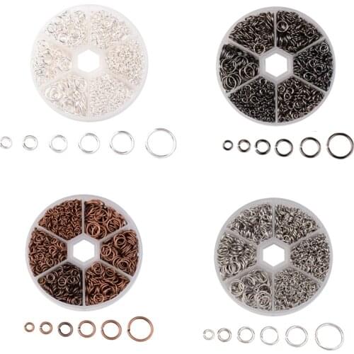 1 Box Iron Jump Rings for Jewelry Making DIY Metal Findings Accessories Mix Sizes 4~10x0.7~1mm,1745pcs/box