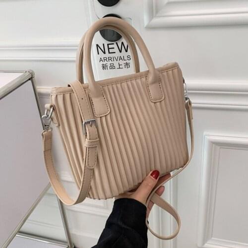 Fashion Pleated Stripe Crossbody Bags For Women 2021 Travel Small Handbag PU Leather Shoulder Messenger Bag Ladies Totes Bags