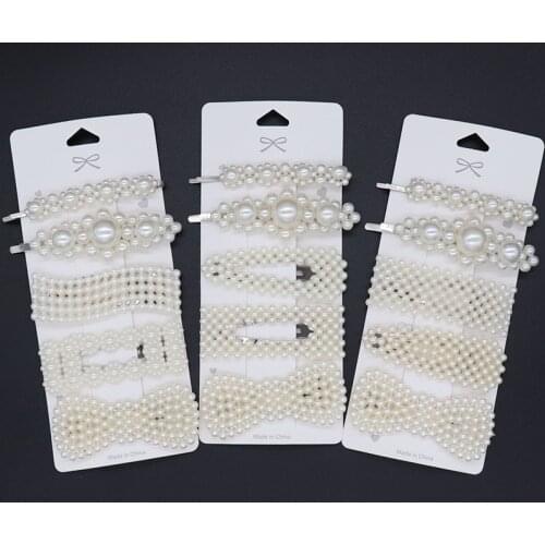 5Pcs/Set Ins Fashion Sweet Pearls Hairpins Elegant Gold Hair Clips For Women Set 2019 Girls Hair Accessorie Ornament Barrettes