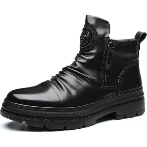 Men Snow Boots 2021 Winter Warm Short Plush Shoes Men High Quality Leather Ankle Boots Military Boots for Men Free Shipping