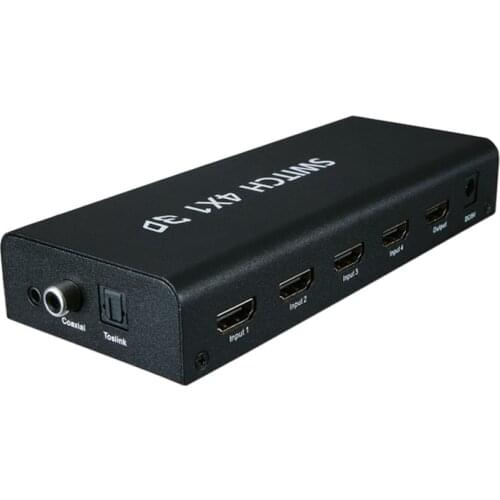 New HDMI Switch 4x1 witch With Audio 5.1 spdif/Coaxial and 3.5 R/L 4 port switch 4K 1080P 3D AC3/5.1DTS true Support ARC