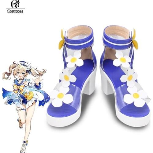 ROLECOS Sparkle Barbara Cosplay Shoes Game Genshin Impact Summertime Sparkle Barbara High Heels Shoes Halloween Women Cosplay