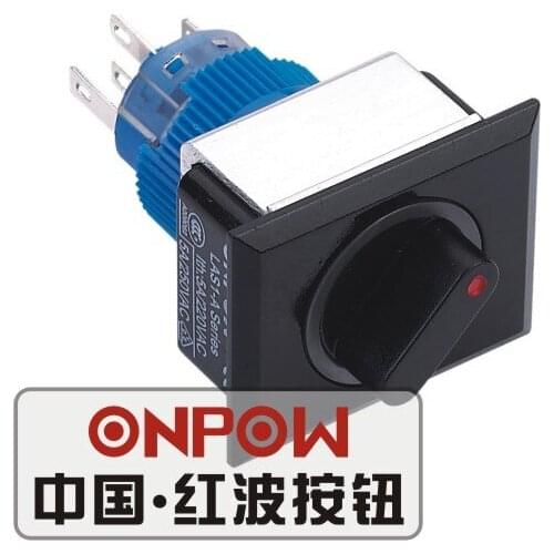 ONPOW 22mm Two position maintain 1NO1NC Ring LED Rectangle Plastic selector Knob switch (LAS1-APJ-11X/21/R/12V) CE, UL, ROHS