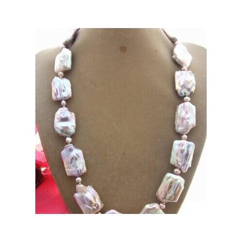 Natural Purple Rectangle Keshi Pearl Necklace
