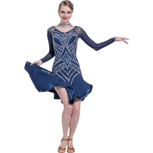 L-17198 Kid Latin dance performances dress adult, long-sleeved dancing bull rumba tassel dress