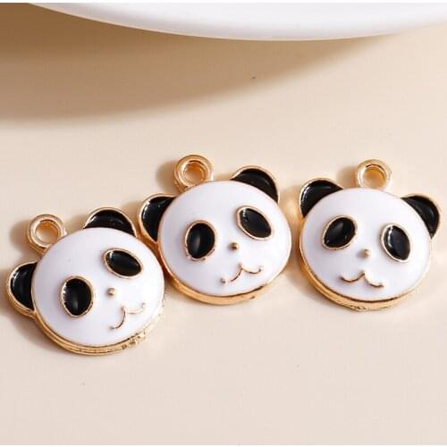 10pcs 16*17mm Cute Panda Charms for Jewelry Making Enamel Animal Charms DIY Pendants Earrings Necklaces Accessories