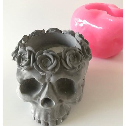 Skull Candle Holder Mould Diy Resin Plaster Concrete Craft Candlestick Making Silicone Cake Baking Mold Home Decoration Tool