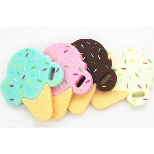 Chenkai 50PCS BPA Free Silicone Ice Cream Teether DIY Baby Pacifier Nursing Chewing Mommy Jewelry Grib Crafts Cartoon Toy Gift