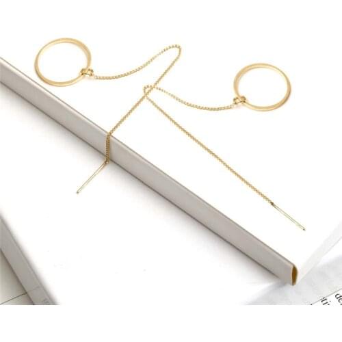 Pretty Tiny Round tassel Earrings Simple Geometric Circle Earrings for Women Girls