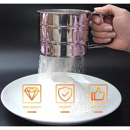 1PC Flour Sifter Fine Mesh Powder Steel Flour Sieve Icing Sugar Manual Sieve Cup Home Kitchen Gadget Baking Pastry Too