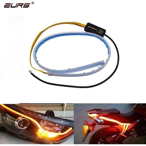 1x Ultrafine Daytime Running Light 30 45 60cm Flexible Soft Tube Guide Car LED Strip White Blue Turn Signal Yellow Waterproof