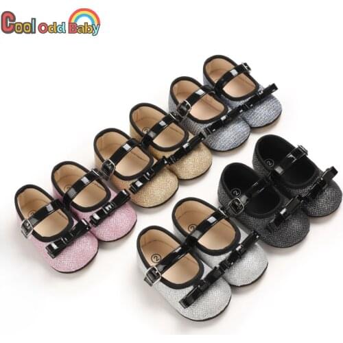 2021 Baby Girl Wedding Princess Baptism Shoes Bowknot PU Leather Anti-Slip Newborn First Walkers Sole Crib Shoe For 0-18Months