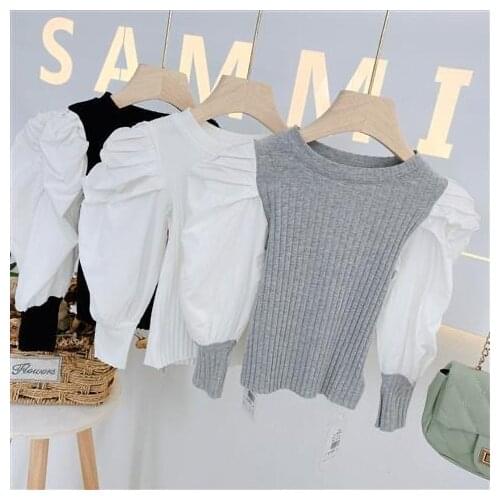 80-140 Cm Spring Autumn Girls Fashion Puffy Sleeve T-Shirt Baby Kids Children Tee