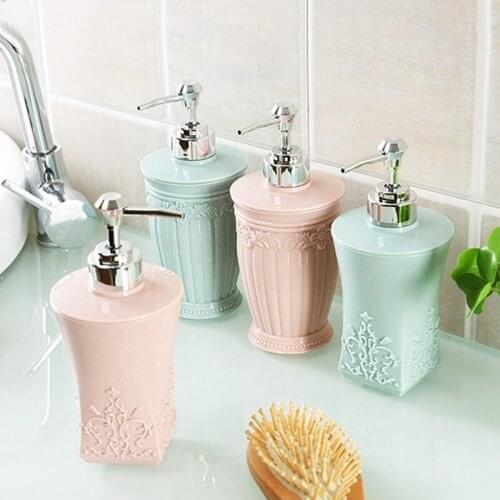 Vintage Flower Carving Plastic Soap Emulsion Split Bottle Dispenser Hand Sanitizer Bottle Shampoo Lotion Empty Storage Bottle