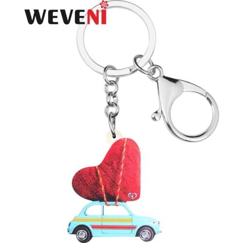 WEVENI Acrylic Valentines Day Anime Love Car Key Chain Rings Bag Car Wallet Decorations Keychain For Women Girl Teen Charm Gift