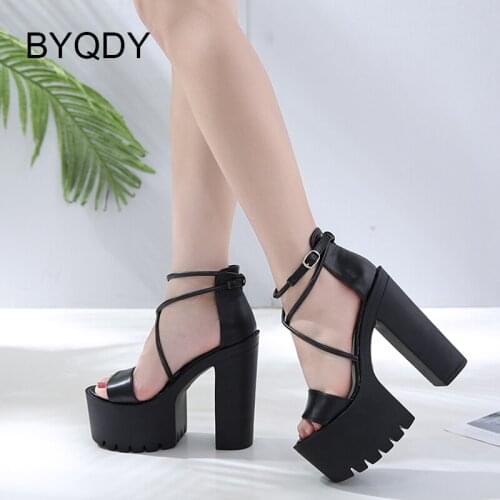 BYQDY DJ Bar Shoes Women High Heels 15cm Platform Sandals For Nightclub Open Toe Sexy Hollow Out Sandal Footwear Plus Size 42