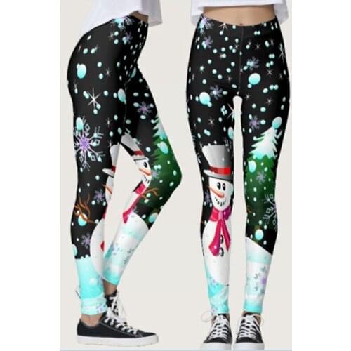 Women Leggings Christmas Skinny Leggings Snowflake Santa Claus Snowman Print 3D Funny Sexy Elastic Christmas Legging