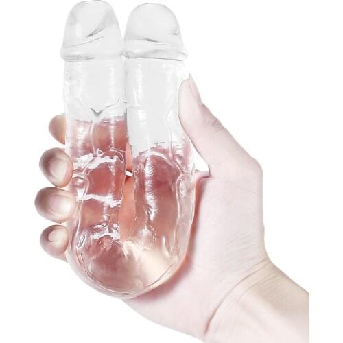 Female Flexible Transparent Double Headed Dildo Anal Sex Toys For Women Vagina G-spot Masturbation Couple Flirt Lesbian Massager