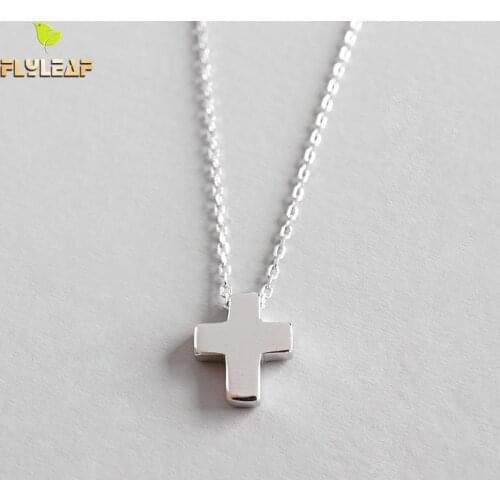 Flyleaf 925 Sterling Silver Cross Necklaces & Pendants For Women Simple Student Girl Fashion Jewelry