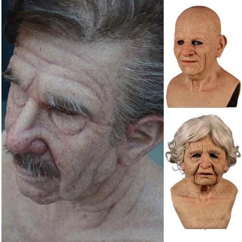Halloween Masquerade Cosplay Old Bald and Grandpa Beard old mask Scary Party man 2021 Props Mask G6B4