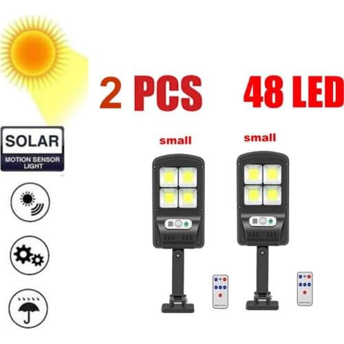 2 pcs tabular oblong IP65 Waterproof LED Solar Wall Light Remote Control Motion Sensor Solar Lamp Outdoor Garden Street emergenc