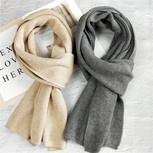 200*50cm Women Men Solid Cashmere Scarves Fashion Winter Thicken Warm Soft Shawls Wrap Pure Color Couple Knitted Wool Long Scarf