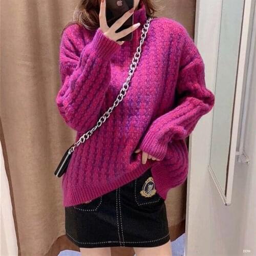 2020 Sweater Womens New Korean Style Loose Sweater Thickened Cable-Knit Pullover Sweater Outer Wear