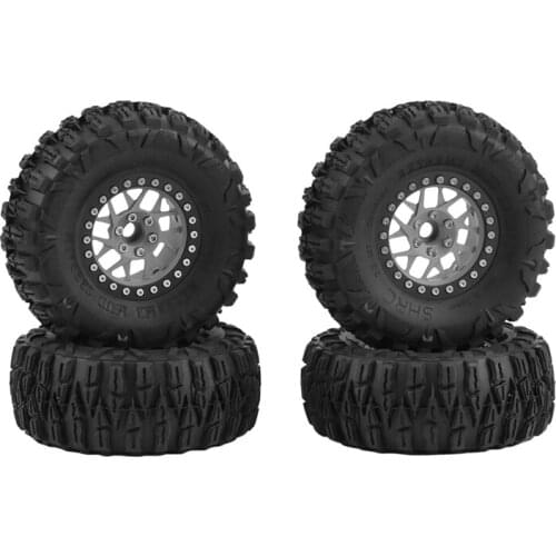 4Pcs 2.2Inch Beadlock Wheel Rim Tires Set for 1/10 RC Crawler Car Axial SCX10 RR10 Wraith Traxxas TRX4