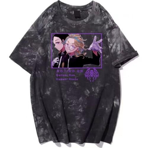 Anime Manga Tokyo Revengers T-Shirt Short Sleeve Harajuku Haitani Rindo Haitani Ran Tie Dye Top T Shirt Tees