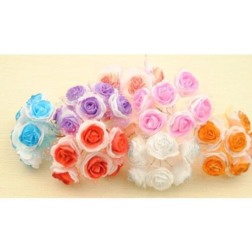 Free Shipping Hand Made DIY Mini Small Wedding Bouquet Scrapbooking Decor Foam Flowers artificial Rose Flower