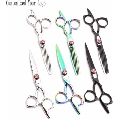 C9017 5.5" 440C Customize Logo Hairdressing Scissors Cutting Scissors Thinning Shears Hair Scissors Professional Barber Scissors