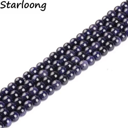 Blue SandStone Round Selectable 2-12mm Natural Stone Spacer Loose Strand Beads for Jewelry Making DIY Bracelet Necklace