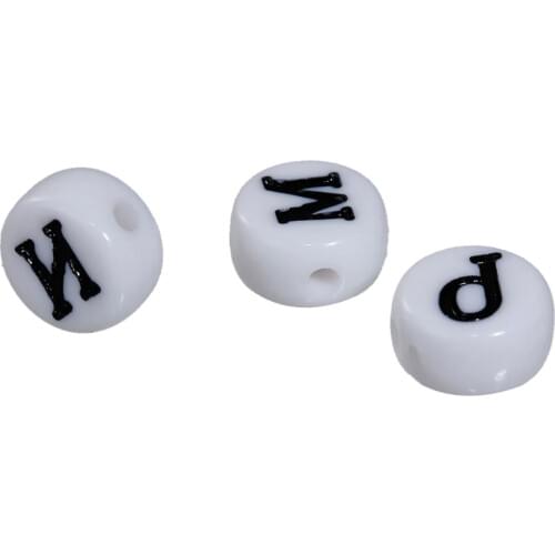 DoreenBeads Acrylic Russian Alphabet Beads Round White About 7mm( 2/8") Dia, Hole: Approx 1mm, 400 PCs Mixed At Random