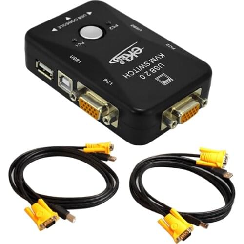EKL-21Ua 2-Port USB VGa Kvm Switcher 2-Way Computer Switching, with USB Hub and Audio Microphone for PC or Monitor Switching