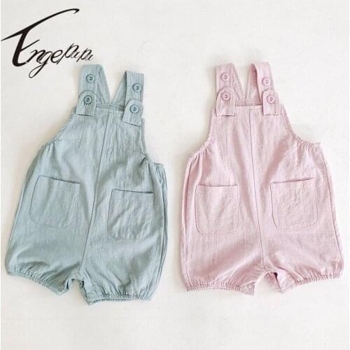 Engepapa Korean Style Newborn Baby Boys Girls Solid Color Cotton Sleeveless Jumpsuit Summer Toddler Baby Girl Boys Romper
