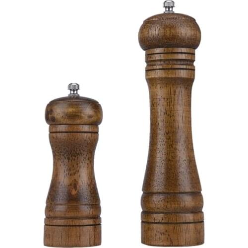 Hot Sale Salt And Pepper Grinder Hand Movement Oak Wood Pepper Mill With Ceramic Grinding Cord Kitchen tools 5/8 inch