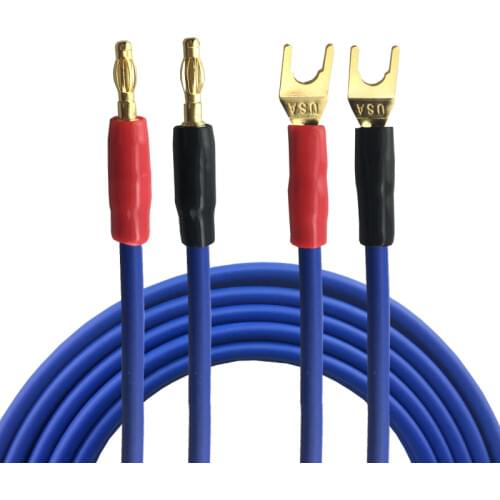 Banana to Spade Plug 2Y Speaker Cable Wire for Home Theater Subwoofer Amp Sound Box OFC Audio Cable Gold-plated 1M 2M 3M 5M 8M