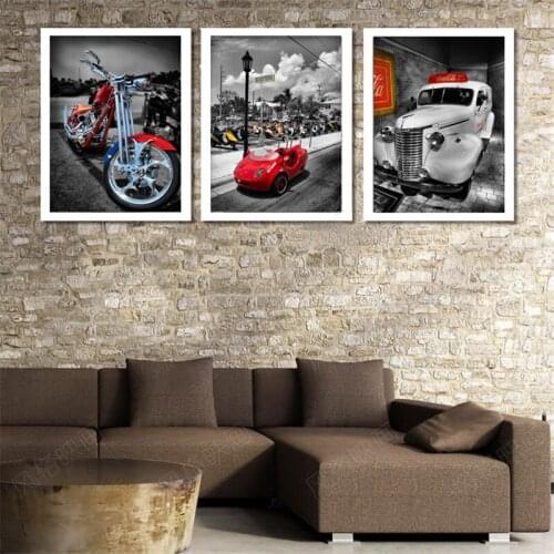 American Retro Canvas Pictures Living Room Wall 3 Pieces New York City Car Landscape Painting Prints and Poster Home Decoration