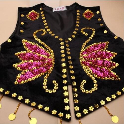 Xinjiang Dance vest Uighur vest Women tops Sequin