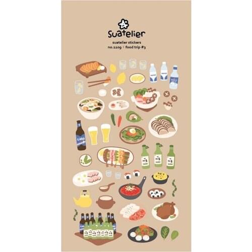 Korea Sonia Scrapbooking High Quality Paper Sticker yummy food trip Stationery DIY Decoration Home Supplies Suatelier Stickers